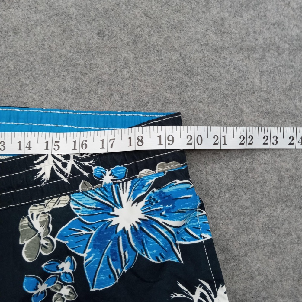 Caribbean Joe Swim Trunks Mens‎ Large Black Blue Floral Board Shorts Mesh Lined - Picture 4 of 8
